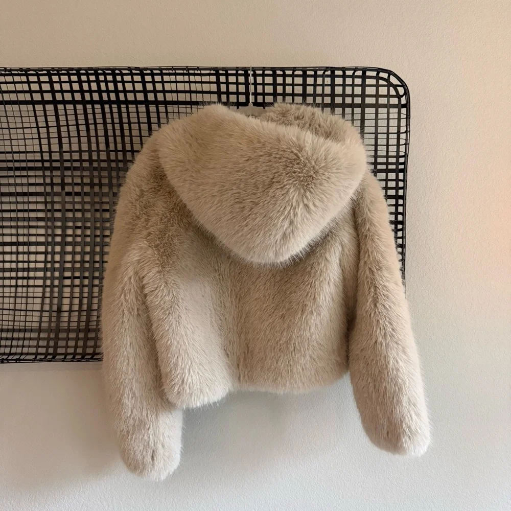 Free people Louder Please Hooded Faux Fur Jacket - Picture 8 of 11